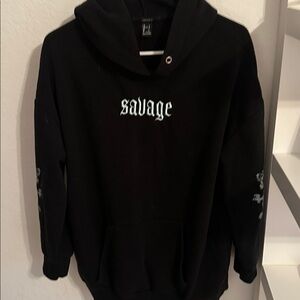 Forever 21 Black Textured Hoodie